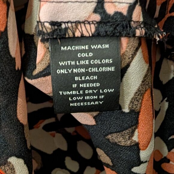 Investments Petite Size PXL 3/4 Sleeve Button Front Blouse Brown Orange Beige - Picture 4 of 6